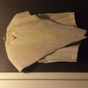 LOFT FAUX SUEDE FAUX FUR VEST CREAM COLORED LARGE NWOT